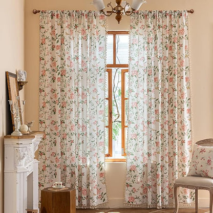 ENJOYBRIDAL Pink Floral 84 Inch Curtains by ENJOYBRIDAL