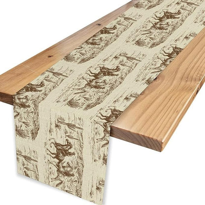 Western Cowboy Table Runner, Rustic Country Cowboy American Wild West Riding - Image 4