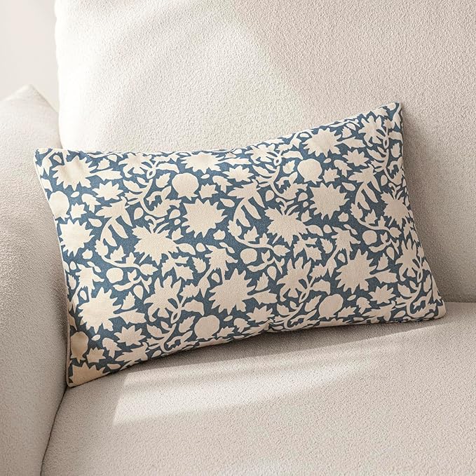 Foindtower Set of 2 Decorative Neutral Floral Throw Pillow Covers Accent - Image 3