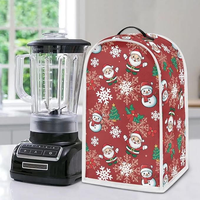 Talayituse Santa Claus Snowman Snowflake Tree Berry Print Blender Dust Cover - Image 6