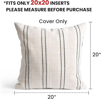 AELS 20x20 Decorative Farmhouse Linen Throw Pillow Covers, Boho Textured Pillow - Image 2