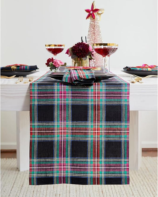 Solino Home Linen Christmas Plaid Table Runner 48 Inches by SolinoHome