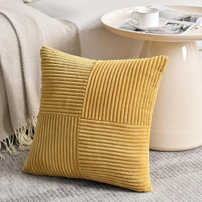 Fancy Homi 2 Packs Mustard Yellow Samll Decorative Throw Pillow Covers 12x12 - Image 2