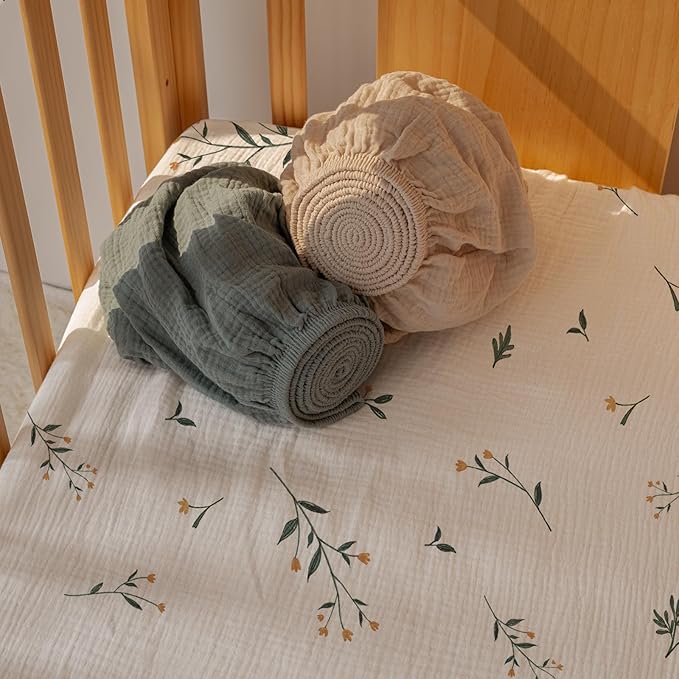 Gllquen Baby Muslin Mini Crib Sheets 3 Pack, Breathable Pack and Play Sheets - Image 3