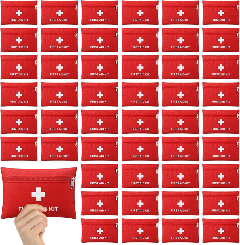 48 Pack Mini First Aid Kit Travel Size Empty Pouches, Compact First Aid Kit B...