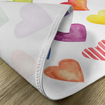 Ambesonne Grunge Place Mats Set of 4, Rainbow Color Heart Shapes Valentine's - Image 5