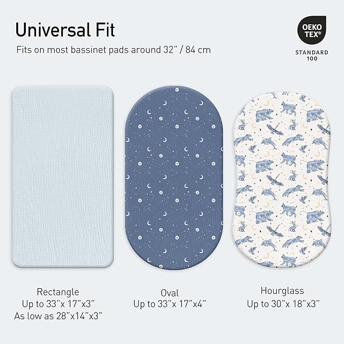 Gllquen Baby Muslin Bassinet Sheets 3 Pack, Breathable Elastic Cozy Fitted - Image 4