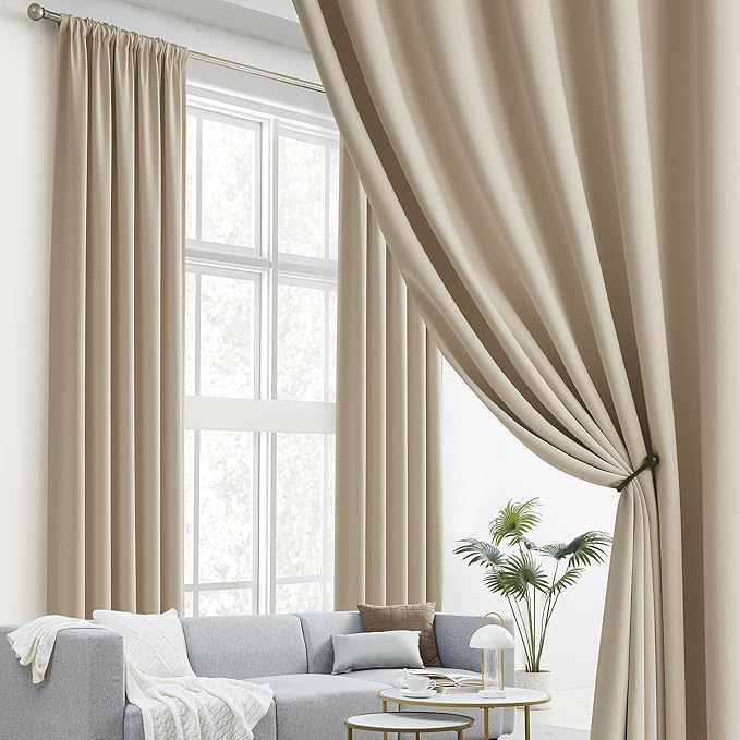 DUALIFE Room Darkening Curtains/Drapes 102 Inches Long, Light Blocking Privacy - Image 2