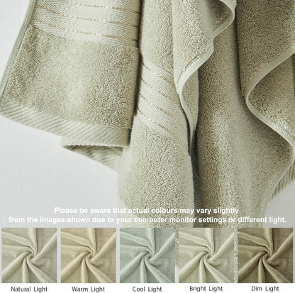 cozyart luxury bath towel set 6 pcs, sage, side view