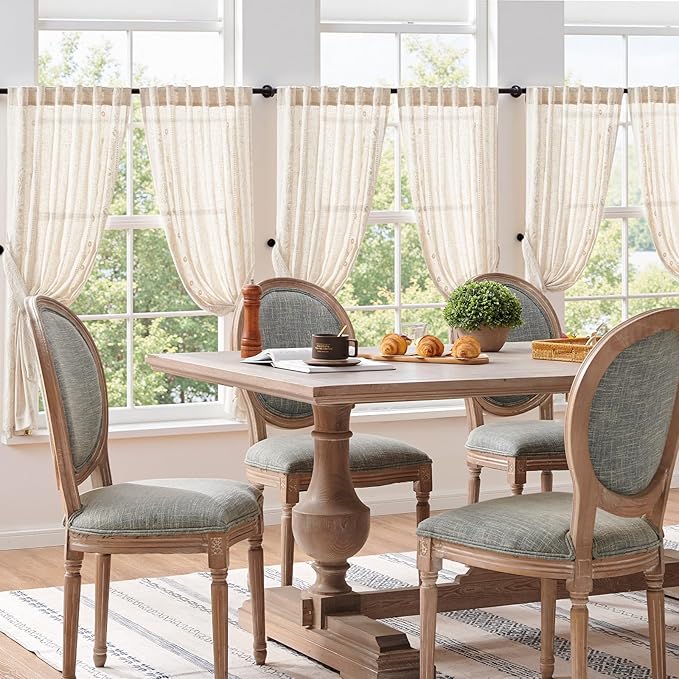 jinchan Winslow Linen Curtains 54 Inch Length Small Window Curtains Embroidered - Image 9
