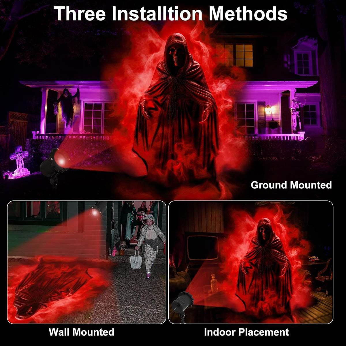 Treela Halloween Ghost Projector Light Outdoor Decoration, Red, Dynamic