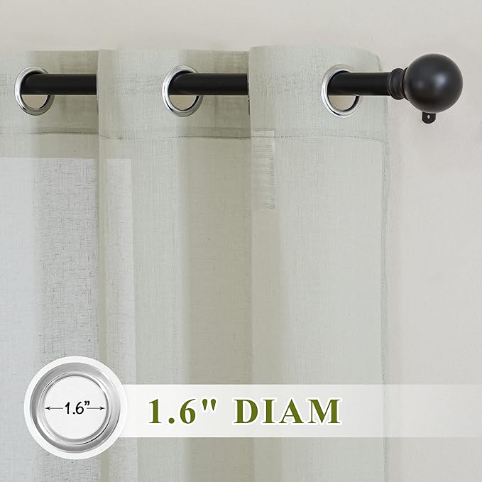 NICETOWN Linen Sheer Sage Green Curtains - Image 3