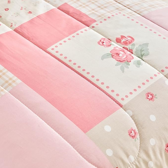 Joyreap 4 Piece Cotton Toddler Bedding Set- Pink Flower Plaids Patchwork Design - Image 7