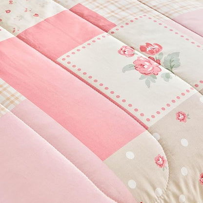 Joyreap 4 Piece Cotton Toddler Bedding Set- Pink Flower Plaids Patchwork Design - Image 7