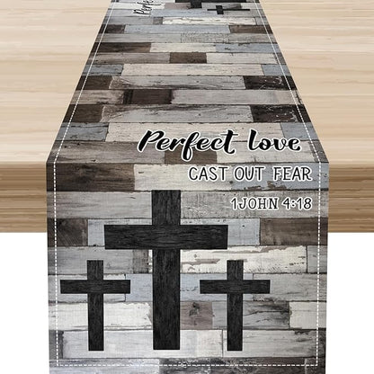 Rustic Wood Bar Table Runner, Rustic Country Retro Grey Farmhouse Village Plank by Unknown