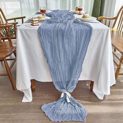 IVAPUPU 6 Pcs Cheesecloth Table Runner - 10ft Dusty Blue Boho Gauze Cheese - Image 3
