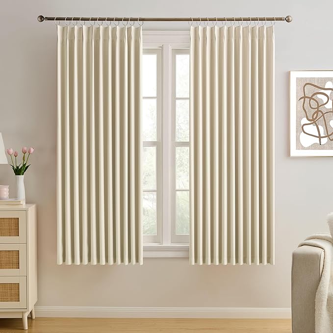 KEQIAOSUOCAI Cream Beige Room Darkening Privacy Curtains 72 x 63 Inches Long by KEQIAOSUOCAI