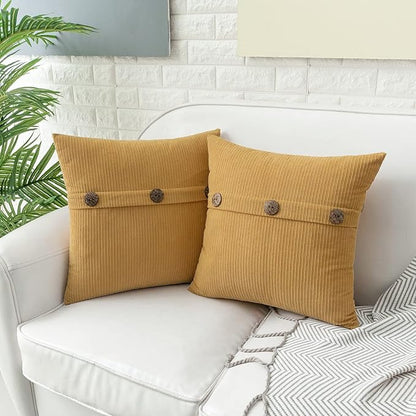 HWY 50 Mustard Yellow Chenille Throw Pillow Covers 16x16 Inch - Image 3
