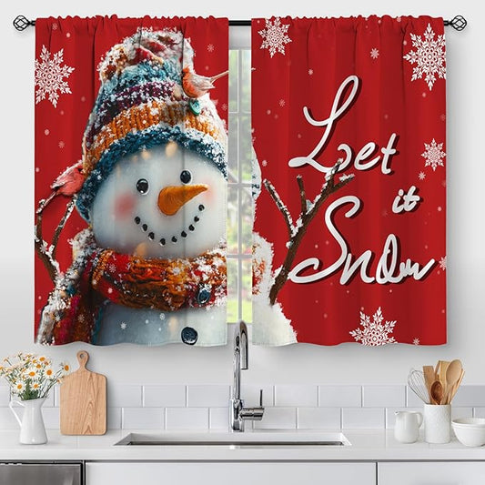 Aimego Christmas Snowman Kitchen Curtains by Aimego