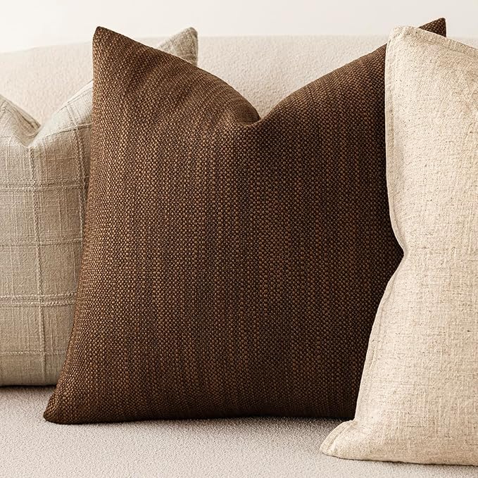 Foindtower Set of 2 Decorative Textured Burlap Linen Throw Pillow Covers - Image 4