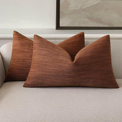 Foindtower Set of 2 Decorative Textured Burlap Linen Throw Pillow Covers by Foindtower