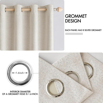 miulee 100% blackout linen curtains for bedroom 52x84, side view