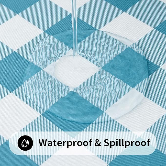 Smiry Rectangle Picnic Table Cloth, Elastic Waterproof Fitted Vinyl Tablecloths - Image 3
