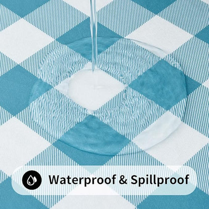 Smiry Rectangle Picnic Table Cloth, Elastic Waterproof Fitted Vinyl Tablecloths - Image 3