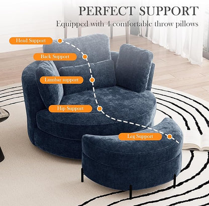 Aoiy & Wifon 50.2'' W Oversized Swivel Barrel Chair - Image 5