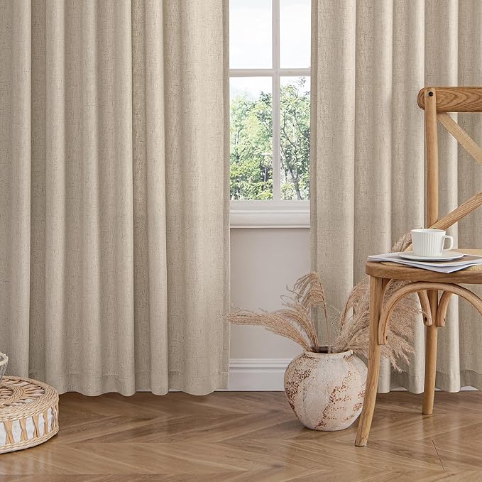 MIULEE Non-See-Through Privacy Linen Curtains 2 Panels, Light Filtering Window - Image 8