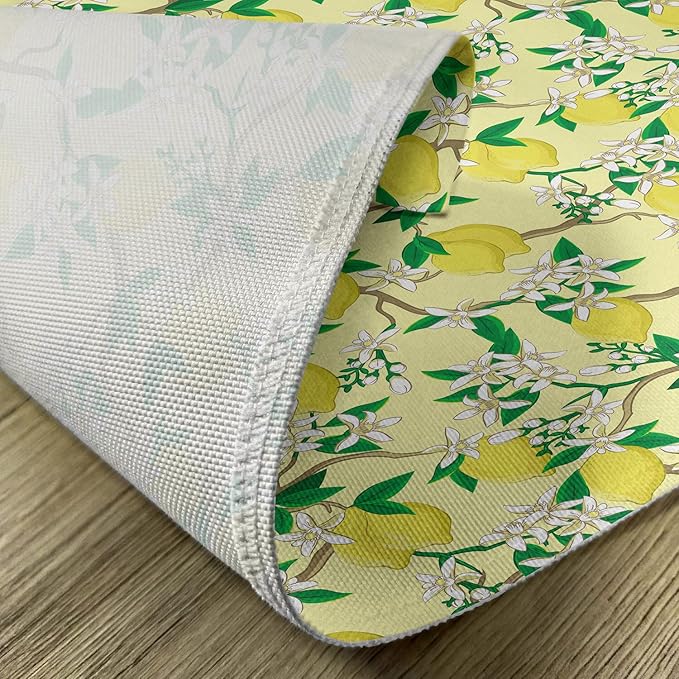 Ambesonne Lemons Place Mats Set of 4, Blooming Lemon Flowers on Tree Branches - Image 5
