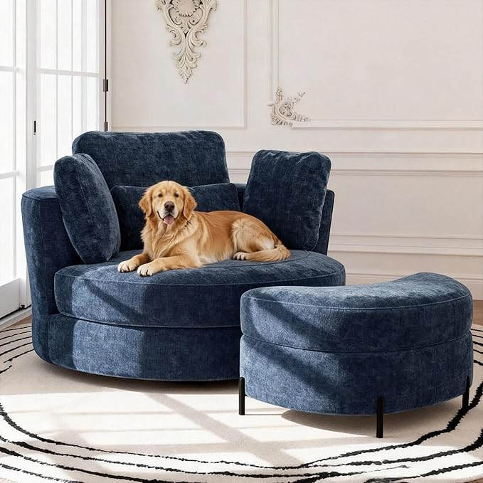 Aoiy & Wifon 50.2'' W Oversized Swivel Barrel Chair by AoiyWifon