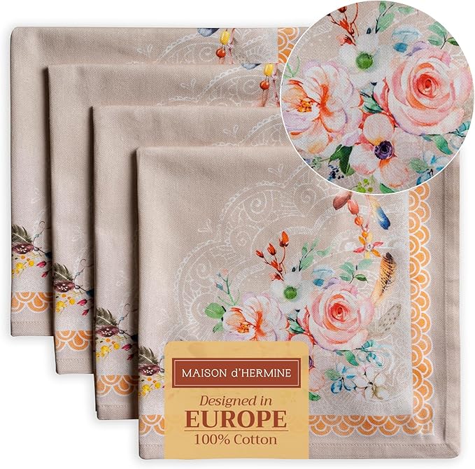 Maison d' Hermine Cloth Napkins Set of 4 100% Cotton Everyday Reusable Square by MaisondHermine