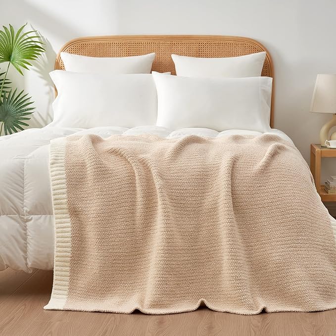 Snuggle Sac Heather Beige Throw Blankets Luxurious Microfiber Fabric, - Image 5