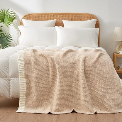 Snuggle Sac Heather Beige Throw Blankets Luxurious Microfiber Fabric, - Image 5