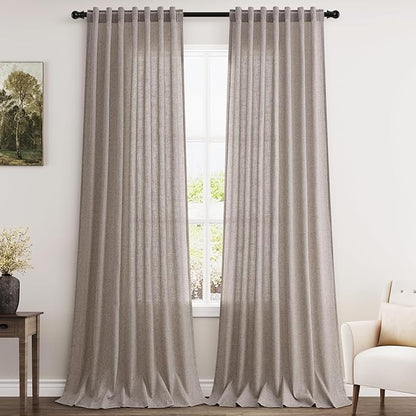 Brownish Grey Linen Curtains 120 Inch Extra Long by Nanspring