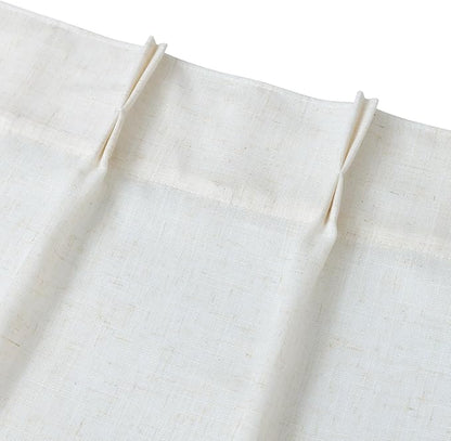 Pinch Pleat Cream Linen Kitchen Curtain 24 Inch Length 2 Panel Set Back Tab - Image 9