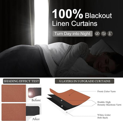 Fall Burnt Orange Curtains Blackout 96 Inches Long 2 Panels Set, Terracotta - Image 2