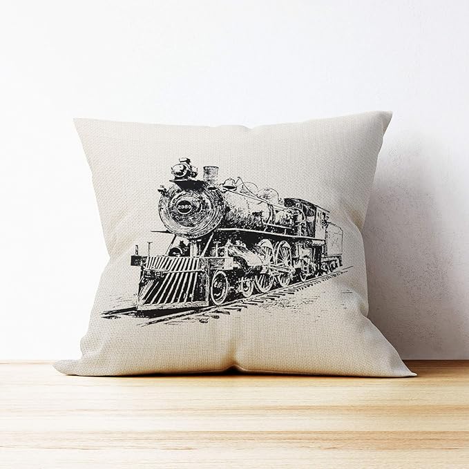 train pillow, train decor Pillow Covers 18x18, train pillow cushion, Train - Image 3