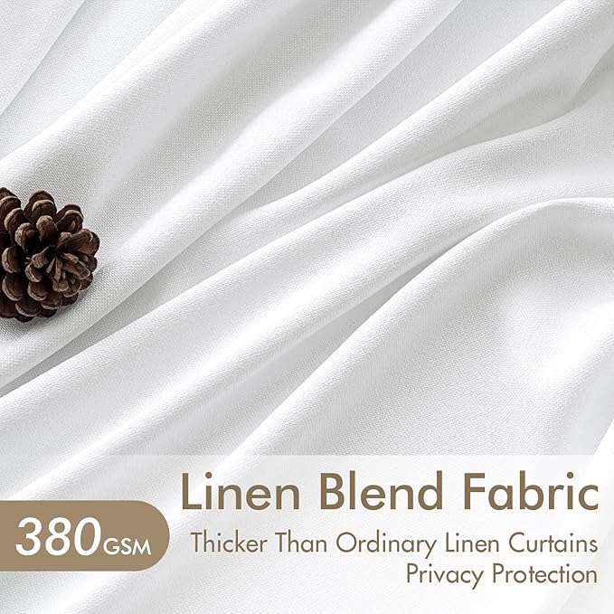 MIULEE Pinch Pleated Thick Linen Curtains 84 Inch 4 Panels Set Back Tab Memory - Image 3