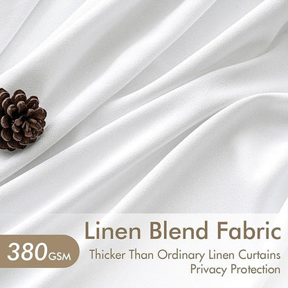 MIULEE Pinch Pleated Thick Linen Curtains 84 Inch 4 Panels Set Back Tab Memory - Image 3