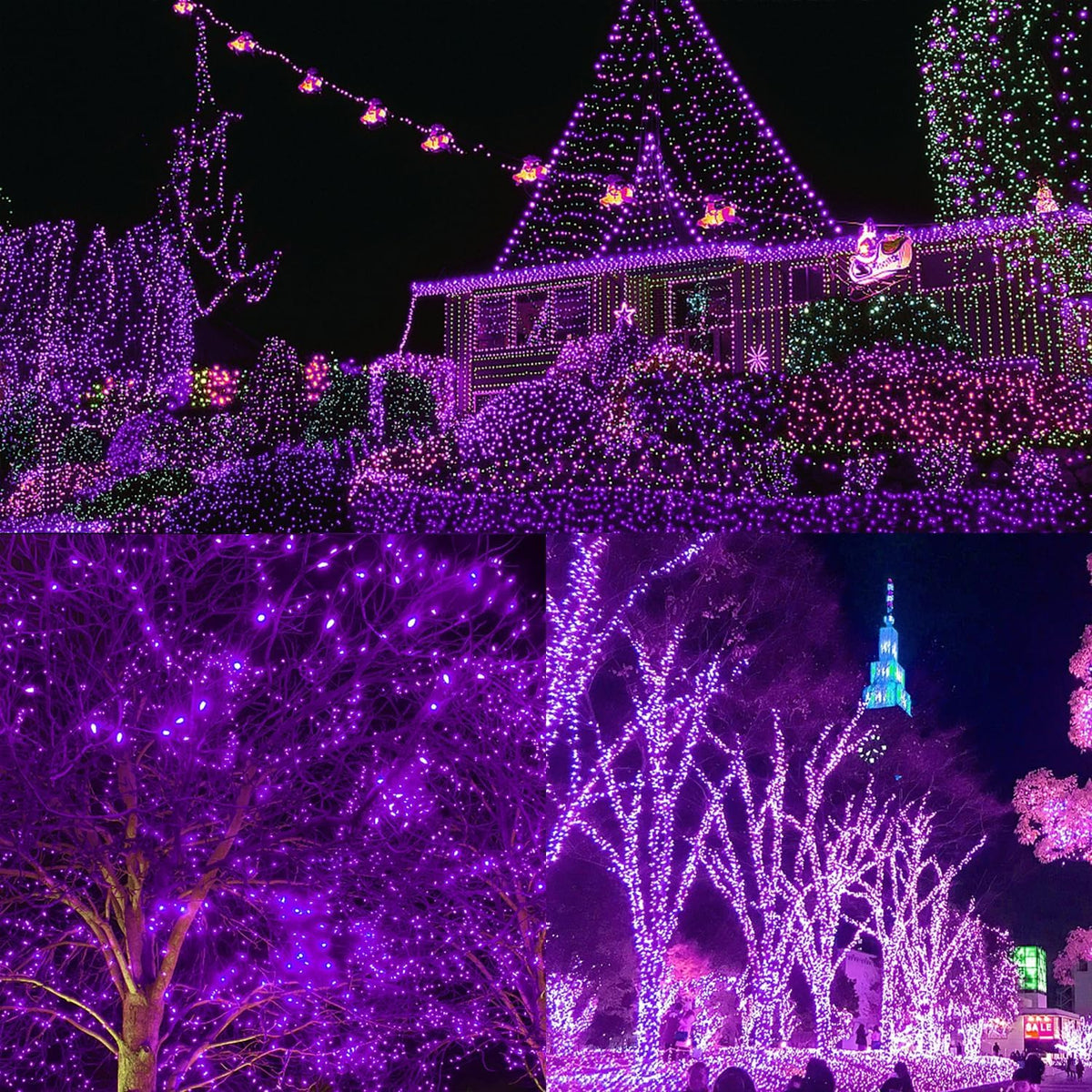 WATERGLIDE 1000 LED Halloween String Lights, 328 FT Green Wire LED Decorative Fairy Lights with Remote & 8 Modes, Waterproof for Indoor Outdoor Xmas Holiday Party Garden Wedding Home Decor, Purple