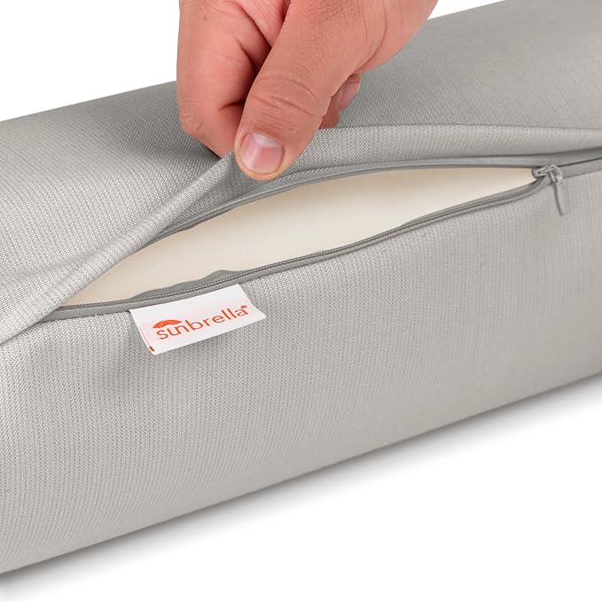 Austin Horn Classics Sunbrella Set of 2 Zippered Neck Bolster Pillow, Made - Image 3