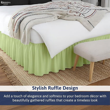 KRISHNA Ruffled Bed Skirt with Split Corners King, 100% Microfiber Hotel Quality - Image 5