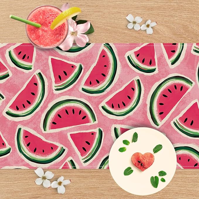 Summer Watermelon Table Runner, Seasonal Indoor Outdoor Home Decor Party Supply - Image 4