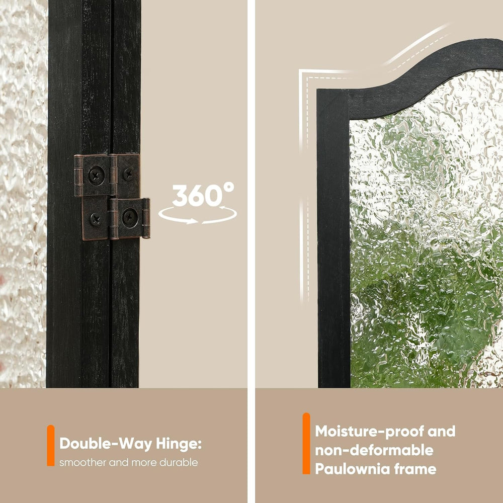 JOSTYLE Acrylic Room Divider, Black, 3-Panel, 67" H x 47.2" W