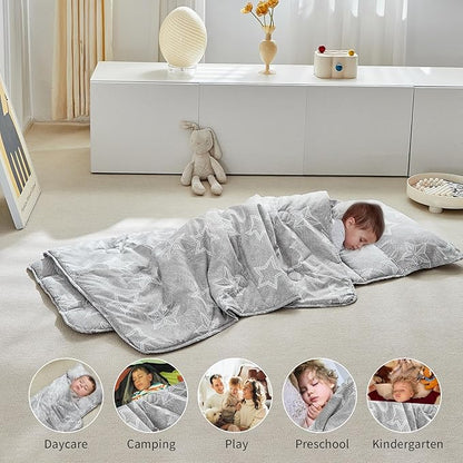 Toddler Nap Mat with Removable Pillow, Ultra Soft Slumber Bags - Image 4