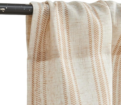 jinchan Striped Linen Kitchen Tier Curtain Farmhouse Cafe 30 Inch Small Window - Image 6