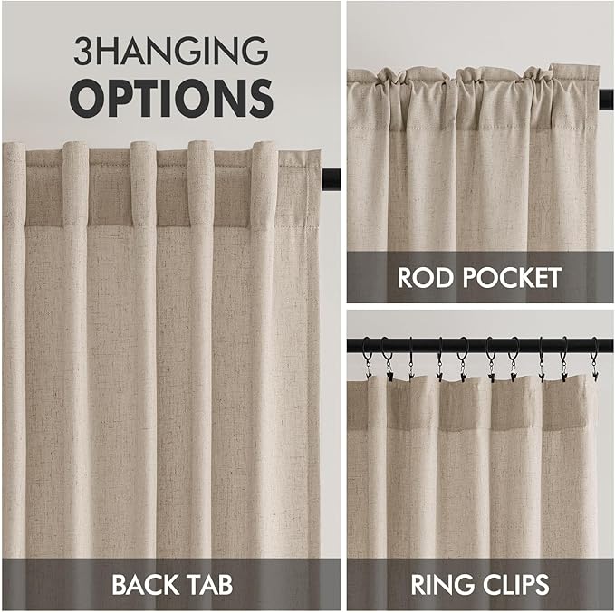 MIULEE Non-See-Through Privacy Linen Curtains 2 Panels, Light Filtering Window - Image 6