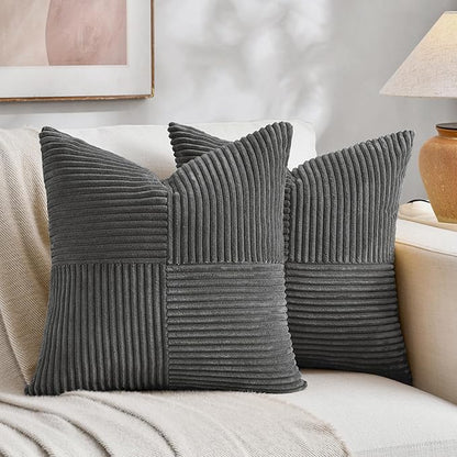 Fancy Homi 2 Packs Dark Gray Samll Decorative Throw Pillow Covers 12x12 Inch by Fancy+Homi